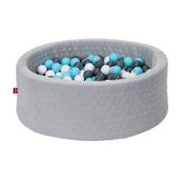 knorr toys Ballenbak soft Cosy geo grey inclusief 300 ballen grijs/creme/lichtblauw