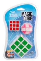 Brain Games rubiks kubussen Magic Cube groen/rood/roze 3 delig