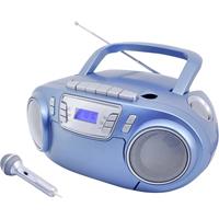 CD-Radiokassettenrekorder mit Mikrofon, USB und Lichteffekt, blau