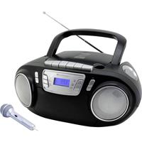 Soundmaster CD-Radiokassettenrekorder mit Mikrofon, USB und Lichteffekt, schwarz