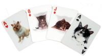 Kikkerland speelkaarten 3D Cats 9 x 6 cm karton rood 54 delig