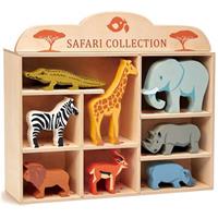 Safari-Tiere, 8 Stück im Holzdisplay