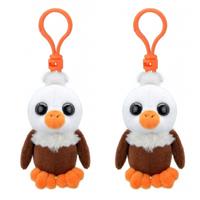 Set van 2x stuks pluche mini knuffel vogel adelaar sleutelhanger 9 cm -