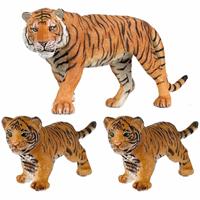 Plastic speelgoed dieren figuren setje tijgers familie van moeder en 2x kinderen -