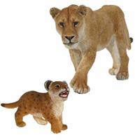 Plastic speelgoed dieren figuren setje leeuwen familie van moeder en kind -