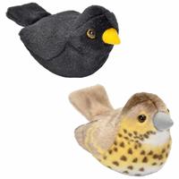 Wild Republic Set van 2x stuks pluche vogels knuffels van 14 cm met geluid -