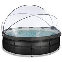 EXIT Black Leather opzetzwembad met overkapping en zandfilterpomp zwart ø450x122cm