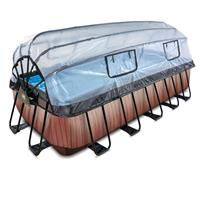 EXIT Toys EXIT Zwembad 540x250x122cm met overkapping en zandfilterpomp, Optisch hout