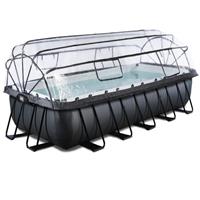 EXIT Black Leather Pool 540x250x122cm mit Abdeckung und Sandpumpe - schwarz