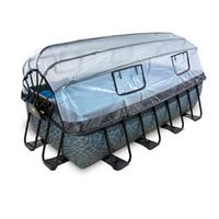 EXIT Toys EXIT Zwembad 400x200x100cm met overkapping + zandfilter + warmtepomp, Stone grijs