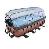 EXIT Toys EXIT Zwembad 400x200x100cm met overkapping + zandfilter + warmtepomp, optisch hout