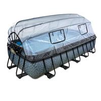 EXIT Toys EXIT Zwembad 540x250x100cm met overkapping + zandfilter +warmtepomp, Stone grijs