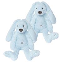 Happy Horse 2x stuks  blauw pluche konijn knuffel Richie -