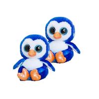 2x stuks  pluche pinguin knuffel blauw/wit15 cm -