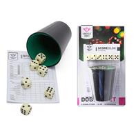 Longfield games 2x Dobbelset beker inclusief 6 dobbelstenen en yahtzee scoreblok - dobbelspel -