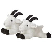 Aurora 2x stuks pluche geiten knuffel 20 cm -