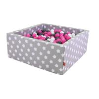 Knorrtoys knorr toys Bällebad soft eckig - Grey white stars inklusive 100 Bälle creme/grey/pink