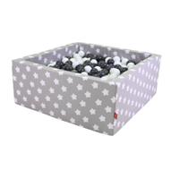 Knorrtoys knorr toys Bällebad soft eckig - Grey white stars inklusive 100 Bälle creme/grey/grey
