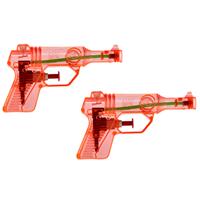 2x Waterpistool/waterpistolen rood 13 cm -