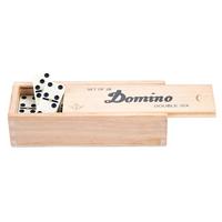 Domino spel dubbel/double 6 in houten doos 28x stenen -