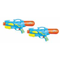 Summertime 2x Waterpistool/waterpistolen blauw/oranje 50 cm -