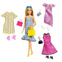 Barbie met 3 extra outfits, schoenen & accessoires