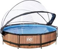 EXIT Frame Pool mit Sonenndach, ø 360 x 76 cm, Holzoptik holzfarben