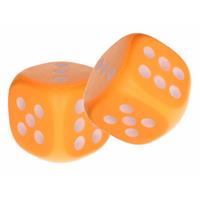 2x Grote Foam Dobbelsteen/dobbelstenen Oranje 12 Cm - Dobbelspellen - Spelletjes Met Dobbelstenen