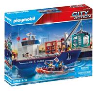 Playmobil Konstruktions-Spielset »Großes Containerschiff mit Zollboot (70769), City Action«, (135 St), Made in Germany