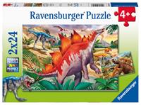 Ravensburger Spieleverlag Ravensburger Kinderpuzzle 05179 - Wilde Urzeittiere - 2x24 Teile Puzzle für Kinder ab 4 Jahren