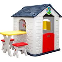 LittleTom Kinder Spielhaus ab 1 - Garten Kinderhaus mit Tisch - Kinderspielhaus Kunststoff