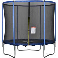HOMCOM trampoline met veiligheidsnet, Tuintrampoline voor binnen voor kinderen en volwassenen, blauw + zwart, tot 113,6 kg, Ø244 x 240 cm | Aosom.nl