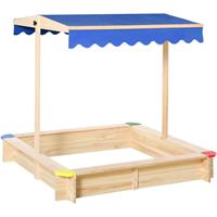 Outsunny Sandkasten Sandkiste Zedernholz absenkbarem schwenkbarem Dach Natur - natur - 