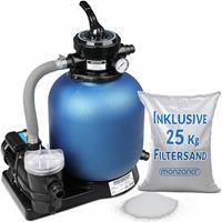 MONZANA Sandfilteranlage 9.960 L/h mit Vorfilter Sandfilter Filteranlage Poolfilter 30 Liter Tank inkl. 25kg Filterglas