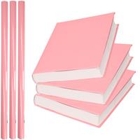 Shoppartners 3x Rollen kadopapier / schoolboeken kaftpapier pastel roze 200 x 70 cm -