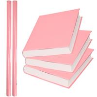 Shoppartners 2x Rollen kadopapier / schoolboeken kaftpapier pastel roze 200 x 70 cm -