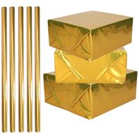 Shoppartners 5x Rollen inpakpapier / cadeaufolie metallic goud 200 x 70 cm -