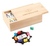 dominospel Mexican train hout naturel/wit 65 delig