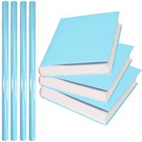 Shoppartners 4x Rollen kadopapier / schoolboeken kaftpapier pastel blauw 200 x 70 cm -