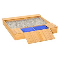 Outsunny Sandkasten Staubdichte Holzsandkasten mit 2 Aufbewahrungsbox 3-6 Jahren - 