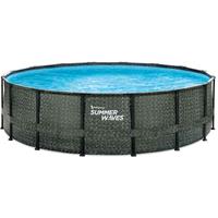 SUMMER WAVES Aufstellpool Elite Frame Swimmingpool Rattan grau Ø488x122 cm