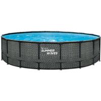 SUMMER WAVES Aufstellpool Elite Frame Swimmingpool Rattan grau Ø549x132 cm