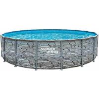 SUMMER WAVES Aufstellpool Elite Frame Swimmingpool Steinoptik grau Ø549x132 cm