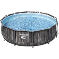 Bestway Steel Pro MAX Frame Pool 366x100cm Komplett-Set Filterpumpe Holz-Optik