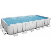 Bestway Power Steel Frame Pool 732x366x132cm Komplett-Set Filterpumpe eckig grau