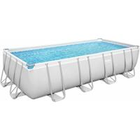 Bestway Power Steel™ Frame Pool, 488 x 244 x 122 cm, Komplett-Set mit Filterpumpe, eckig, grau