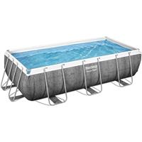 Bestway Power Steel™ Frame Pool, 404 x 201 x 100 cm, Komplett-Set, mit Filterpumpe, eckig, grau