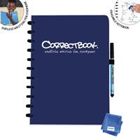 Correctbook A4 Original: uitwisbaar / herbruikbaar notitieboek, gelijnd, Midnight Blue (marineblauw)