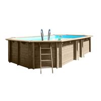 Gre Holzpool Safran 2 620 x 395 Oval + Zubehör Starter Set Plus, 136 cm hoch