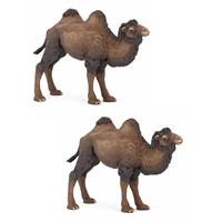 Papo 2x stuks plastic speelgoed figuur kameel 12 cm -